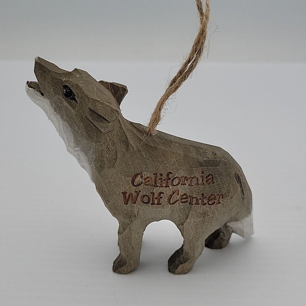 California Wolf Center Wood Carved Christmas Ornament Howling Wolf Wildlife
